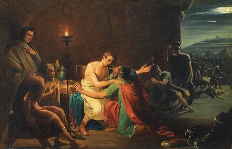 Priamo implora Achille per la restituzione delle spoglie di Ettore